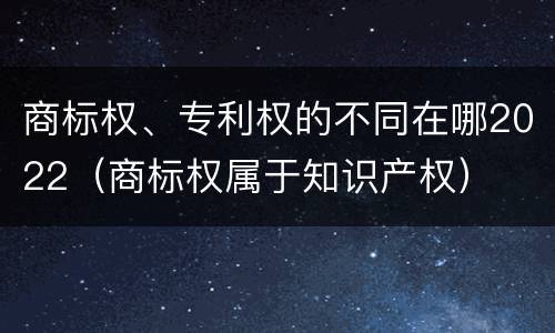 商标权、专利权的不同在哪2022（商标权属于知识产权）