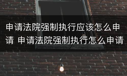 申请法院强制执行应该怎么申请 申请法院强制执行怎么申请对方公积金