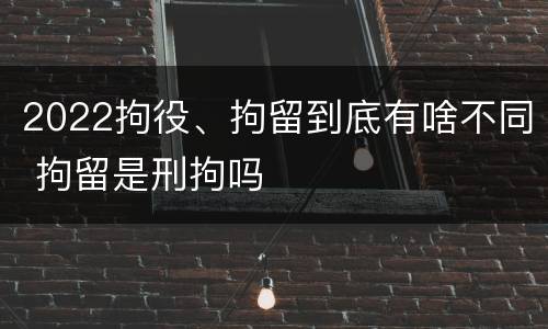 2022拘役、拘留到底有啥不同 拘留是刑拘吗