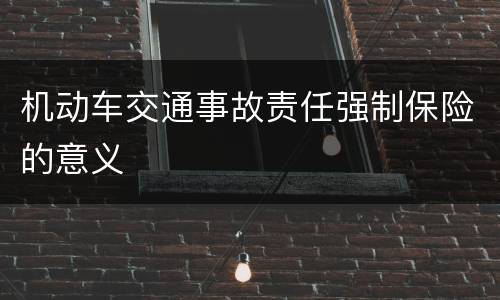 机动车交通事故责任强制保险的意义
