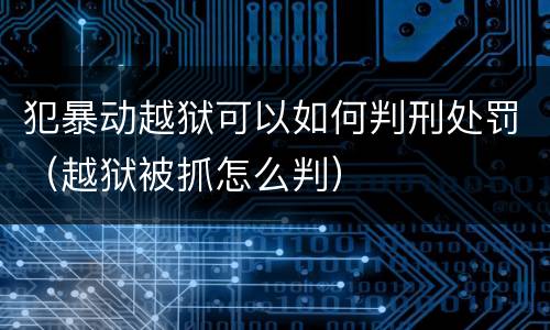 犯暴动越狱可以如何判刑处罚（越狱被抓怎么判）