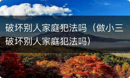 破坏别人家庭犯法吗（做小三破坏别人家庭犯法吗）