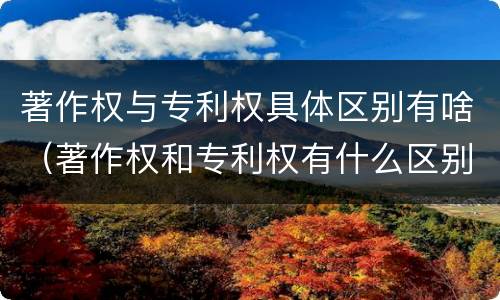 著作权与专利权具体区别有啥（著作权和专利权有什么区别）