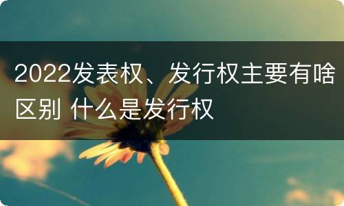 2022发表权、发行权主要有啥区别 什么是发行权