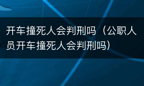 开车撞死人会判刑吗（公职人员开车撞死人会判刑吗）