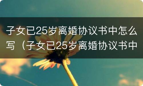 子女已25岁离婚协议书中怎么写（子女已25岁离婚协议书中怎么写才有效）