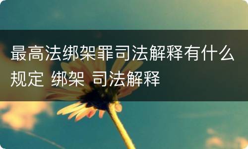 最高法绑架罪司法解释有什么规定 绑架 司法解释