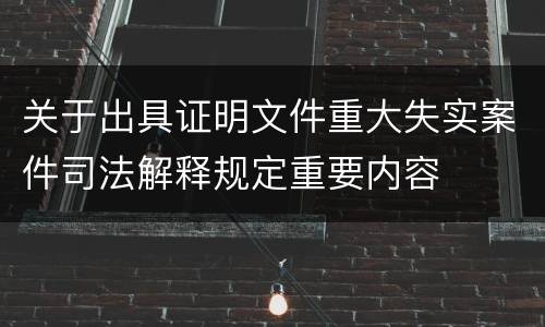 关于出具证明文件重大失实案件司法解释规定重要内容
