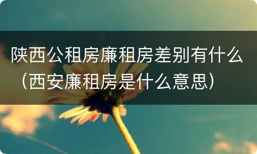 陕西公租房廉租房差别有什么（西安廉租房是什么意思）