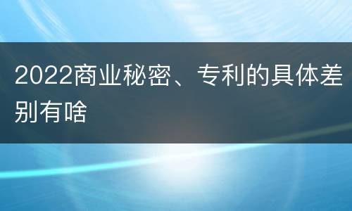 2022商业秘密、专利的具体差别有啥