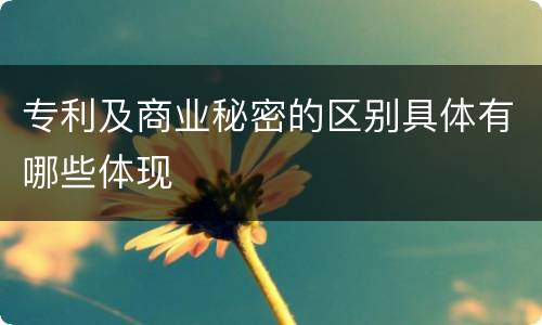 专利及商业秘密的区别具体有哪些体现