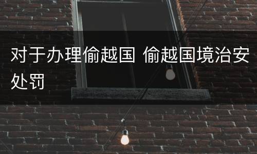 对于办理偷越国 偷越国境治安处罚