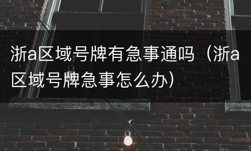 浙a区域号牌有急事通吗（浙a区域号牌急事怎么办）