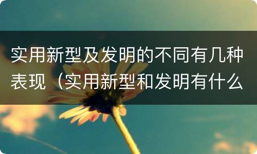 实用新型及发明的不同有几种表现（实用新型和发明有什么区别）