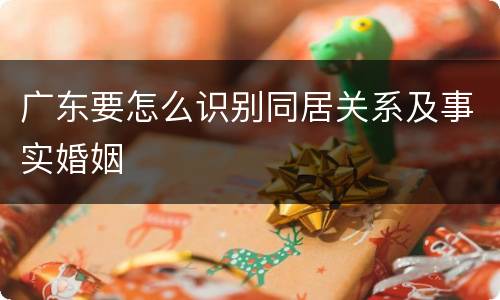 广东要怎么识别同居关系及事实婚姻
