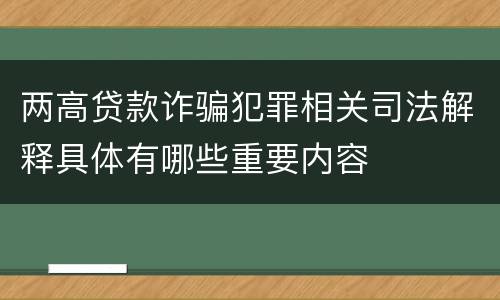 两高贷款诈骗犯罪相关司法解释具体有哪些重要内容
