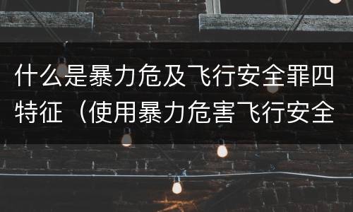 什么是暴力危及飞行安全罪四特征（使用暴力危害飞行安全罪的主要特征）
