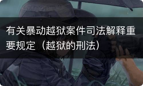 有关暴动越狱案件司法解释重要规定（越狱的刑法）