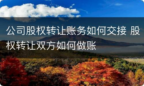 公司股权转让账务如何交接 股权转让双方如何做账