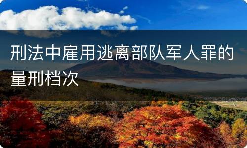 刑法中雇用逃离部队军人罪的量刑档次