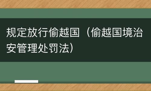 规定放行偷越国（偷越国境治安管理处罚法）