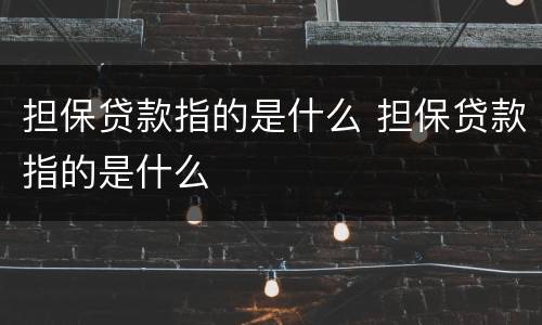 担保贷款指的是什么 担保贷款指的是什么