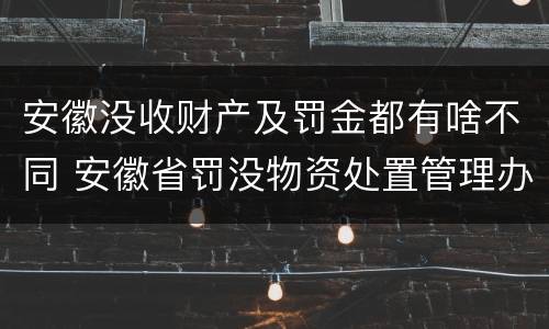 安徽没收财产及罚金都有啥不同 安徽省罚没物资处置管理办法