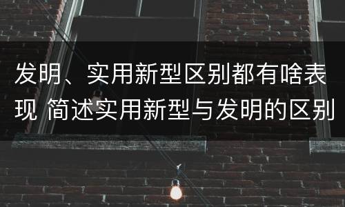 发明、实用新型区别都有啥表现 简述实用新型与发明的区别