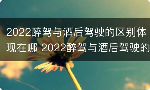 2022醉驾与酒后驾驶的区别体现在哪 2022醉驾与酒后驾驶的区别体现在哪里