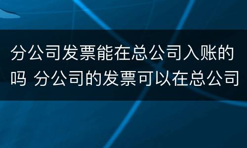 分公司发票能在总公司入账的吗 分公司的发票可以在总公司入账吗