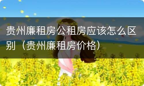 贵州廉租房公租房应该怎么区别（贵州廉租房价格）