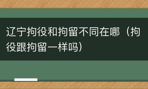 辽宁拘役和拘留不同在哪（拘役跟拘留一样吗）