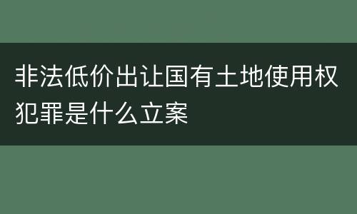 非法低价出让国有土地使用权犯罪是什么立案