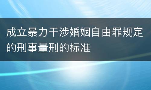成立暴力干涉婚姻自由罪规定的刑事量刑的标准
