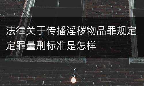 法律关于传播淫秽物品罪规定定罪量刑标准是怎样