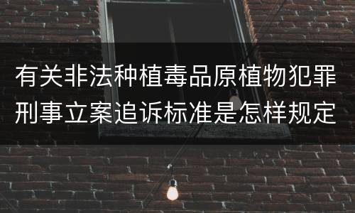 有关非法种植毒品原植物犯罪刑事立案追诉标准是怎样规定