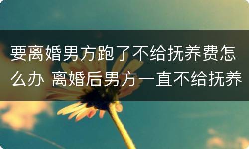 要离婚男方跑了不给抚养费怎么办 离婚后男方一直不给抚养费怎么办