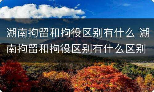 湖南拘留和拘役区别有什么 湖南拘留和拘役区别有什么区别呢