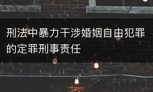 刑法中暴力干涉婚姻自由犯罪的定罪刑事责任