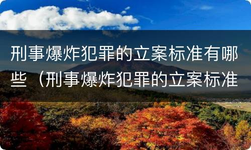 刑事爆炸犯罪的立案标准有哪些（刑事爆炸犯罪的立案标准有哪些规定）