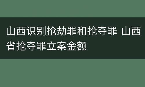 山西识别抢劫罪和抢夺罪 山西省抢夺罪立案金额