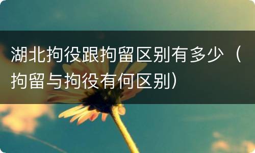 湖北拘役跟拘留区别有多少（拘留与拘役有何区别）