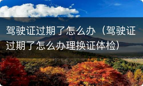 驾驶证过期了怎么办（驾驶证过期了怎么办理换证体检）
