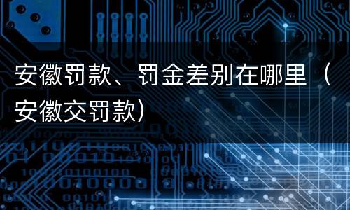 安徽罚款、罚金差别在哪里（安徽交罚款）