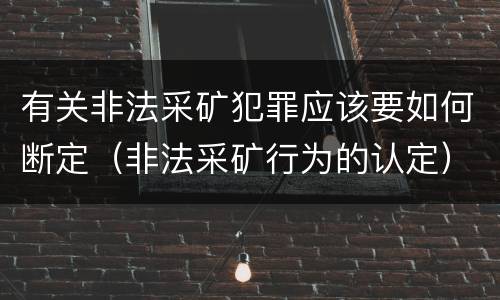 有关非法采矿犯罪应该要如何断定（非法采矿行为的认定）