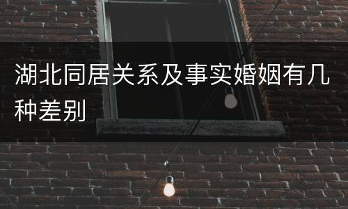 湖北同居关系及事实婚姻有几种差别