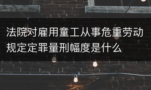 法院对雇用童工从事危重劳动规定定罪量刑幅度是什么