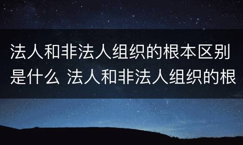 法人和非法人组织的根本区别是什么 法人和非法人组织的根本区别是什么意思