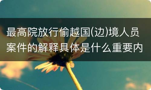 最高院放行偷越国(边)境人员案件的解释具体是什么重要内容