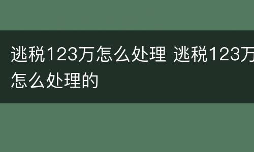 逃税123万怎么处理 逃税123万怎么处理的